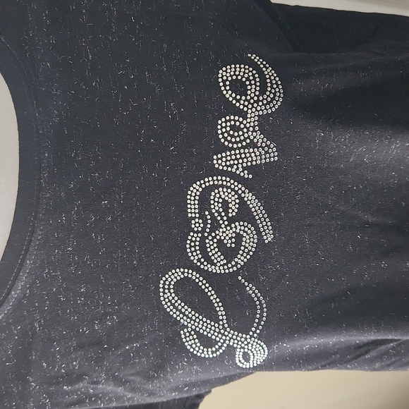 J AMERICA BLACK T SHIRT WITH SILVER STRANDS AND GLITTER GRAPHIC - Picture 5 of 6